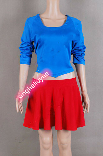 Nuovo Costume Cosplay Gonna Rossa Camicia Blu Supergirl Fumetti Uniforme Tuta - Foto 6 di 9