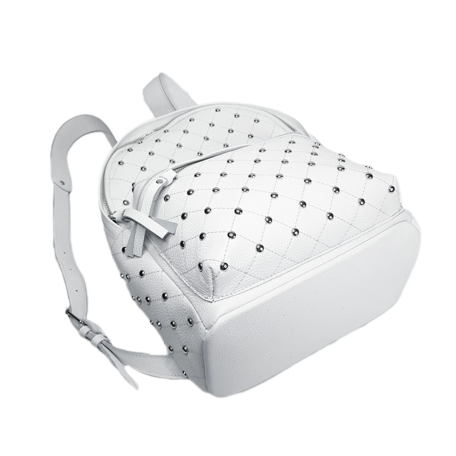 COACH Zaino donna fatto a mano in VERA pelle ciottolata bianco borsa laidies