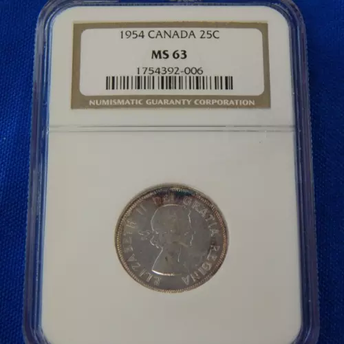 Silver 1949 Canada 25 Cents Quarter | NGC MS63