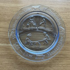 Tiara Indiana Glass Ice Blue Child's Nursery Rhyme Divided Plate 8 1/2"