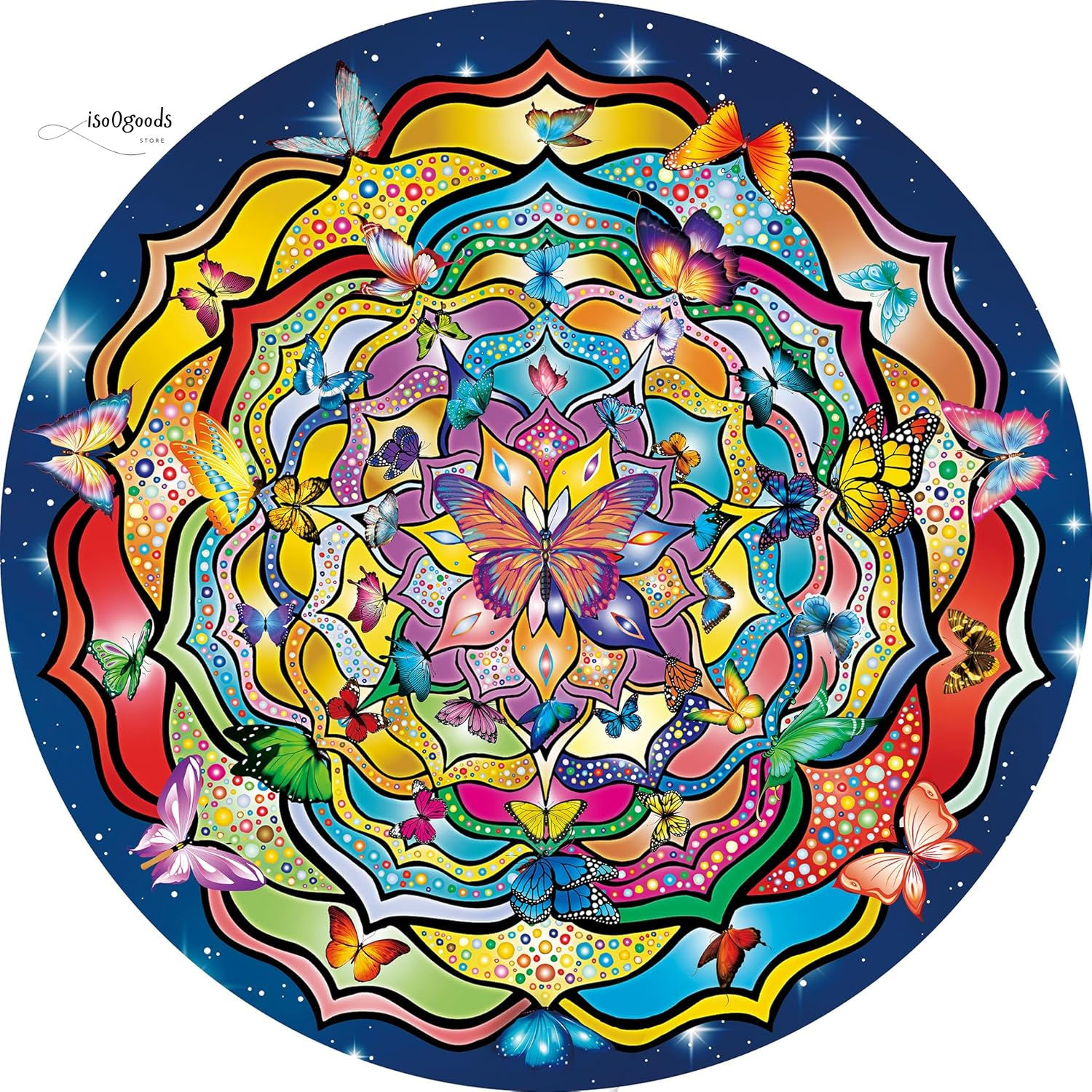 Mandala Butterfly Puzzle for Adults 1000 Pieces, round Impossible Colorful Manda