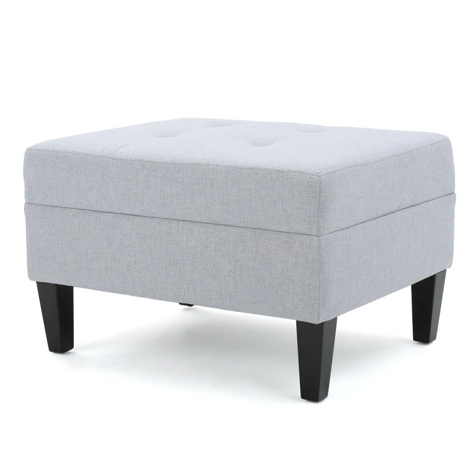 Zahra Contemporary Tufted Fabric Ottoman - Image 2 of 4