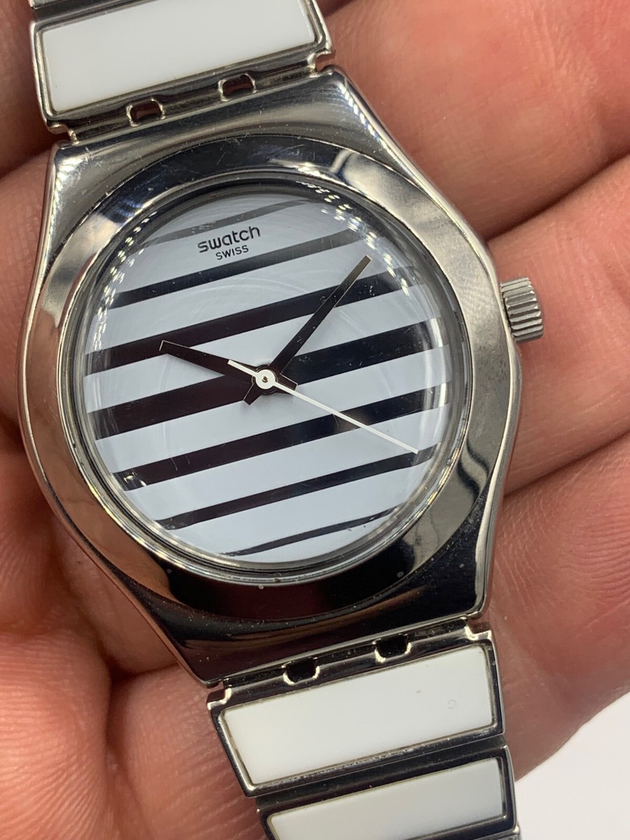 Swatch Irony Lady TIMESLAVE バングル 腕時計 y2k Swatch Watch Lady Irony Lines 2012 Stainless Steel Swiss Quartz