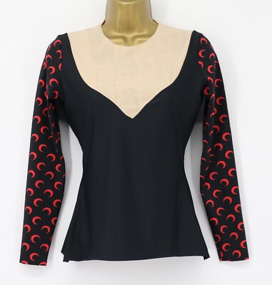 MARINE SERRE ZWEITE SKIN DAMEN MONDDRUCK LANGARM TOP UVP £205 AD