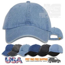 Dad hat Solid Plain Washed Denim Cotton Baseball Cap Hat 100% Cotton NEW