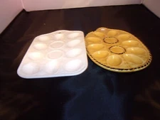 2 Vintage Deviled Egg Serving Plates 1 white and 1 yellow..