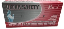 Maytex Ultra Safety Nitrile Blue Exam Gloves, PF, Size XXL, Sold by Box