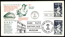 1983 FDC NY Yankee's Babe Ruth Baseball History First Rank Cachet-Green