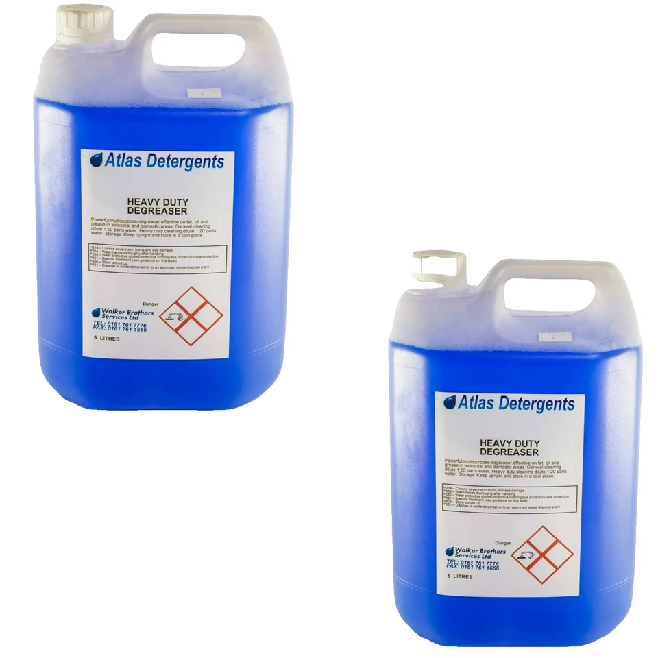 ATLAS DETERGENTS Heavy duty degreaser 2 x 5 litre concentrate strong professional cleaner kitchen