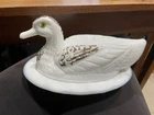 Westmoreland Milk Glass Glass Eyed Swimming Duck  Dish Candy Vintage AS IS