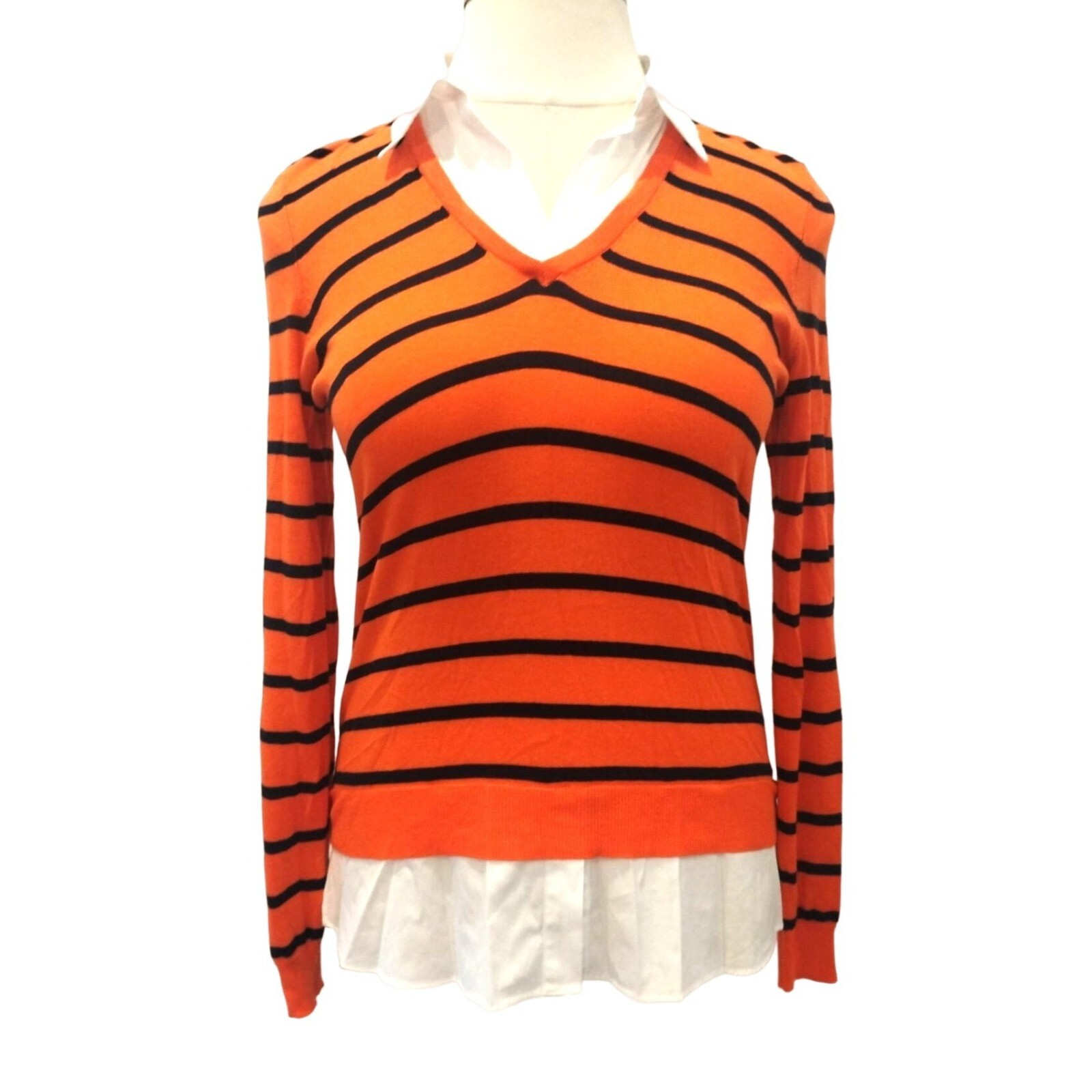 Orange Striped Long Sleeve Top