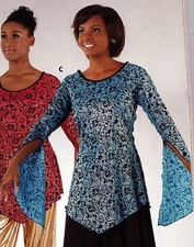 NWOT Praisewear Liturgical LongSleeve Flocked Gold Shimmer Top Teal Ladies dance