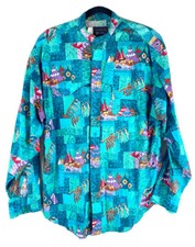 VTG Panhandle Slim Mens Bold Medium Button Long Sleeve Western Indian Shirt EUC