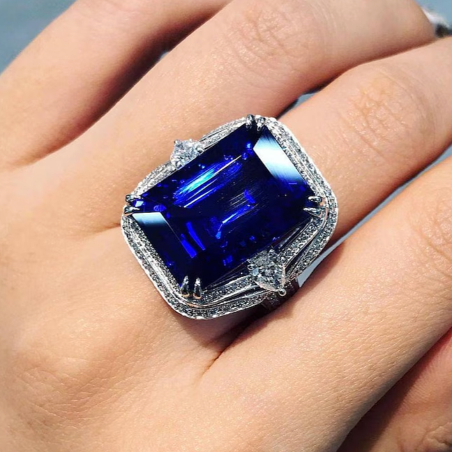 Royal Blue Tanzanite Ring Statement Ring Engagement Anniversary