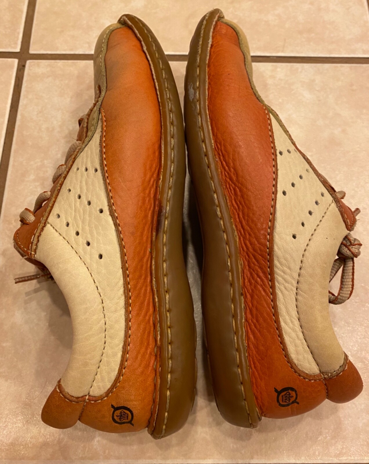 SAOLA Scarpe Oxford stringate Born~Hawkeye~pelle~donna US 7 EUR 38~verde arancione~RARO