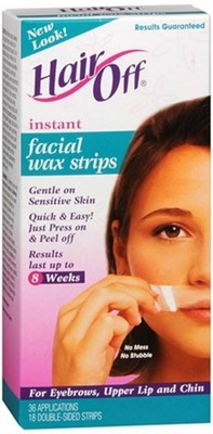Hair Off Instant Facial Wax Strips 36 Applications 18 Double Sided