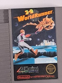 The 3-D Battles of WorldRunner NES Game Cartridge, manual, Original Box