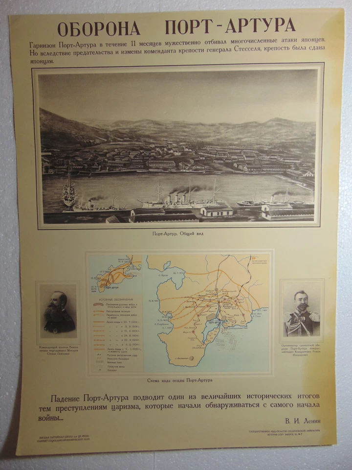Póster soviético original Defensa de Port Arthur mapa de historia guerra de Rusia Japón Foto 2 de 3