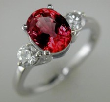 2.55ct Oval Ruby and F VS Diamond Engagement 3-Stone Ring set in 18ct White Gold