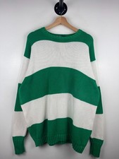Vintage 90s Polo Ralph Lauren Striped Green Knit Sweater Size XL