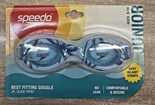 Speedo Jr. Glide Blue Swim Goggles Kids 6-14 Anti Fog, No Leak, UV ProtectionA31