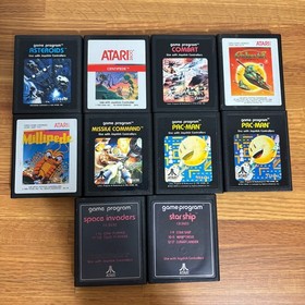 UNTESTED Atari 2600 Video Game Cartridge Lot of 10 Asteroids Pac-Man Centipede
