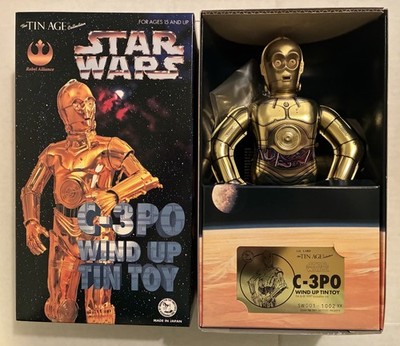 Star Wars C-3PO, Tinplate OSAKA Tin Toy Wind Up, Press Brass Head