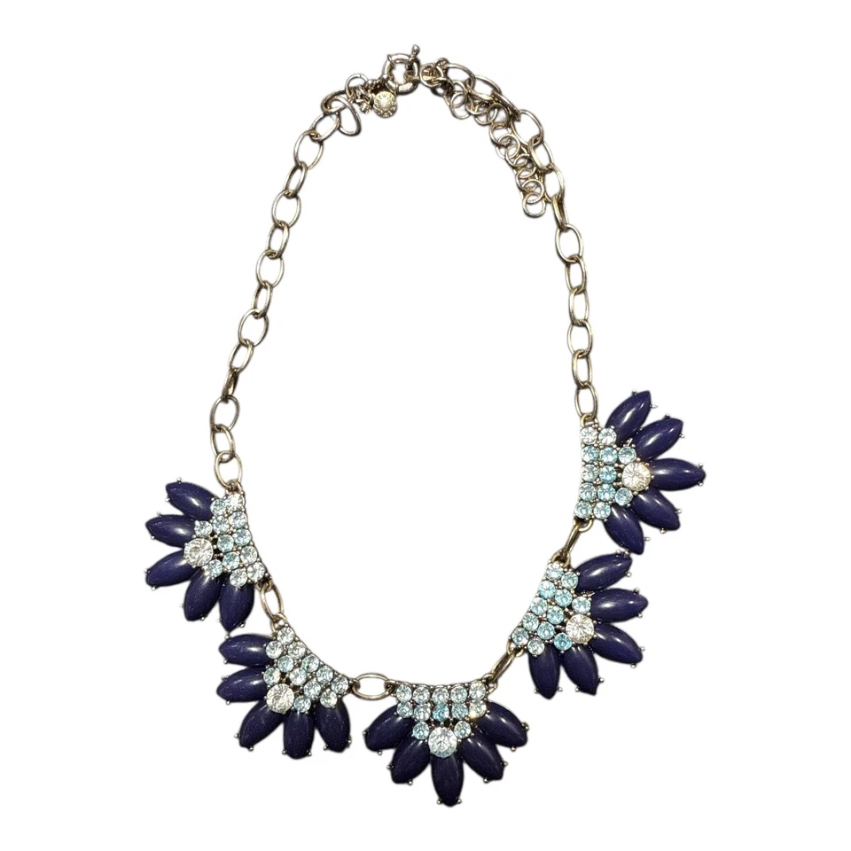 J. Collar CREW Tono Dorado Cristales Azul Marino y Azul Declaración JC281 Foto 2 de 4