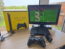 Playstation 2 PS2 Slim Black Console Bundle PAL Tested Cables Controller Memory