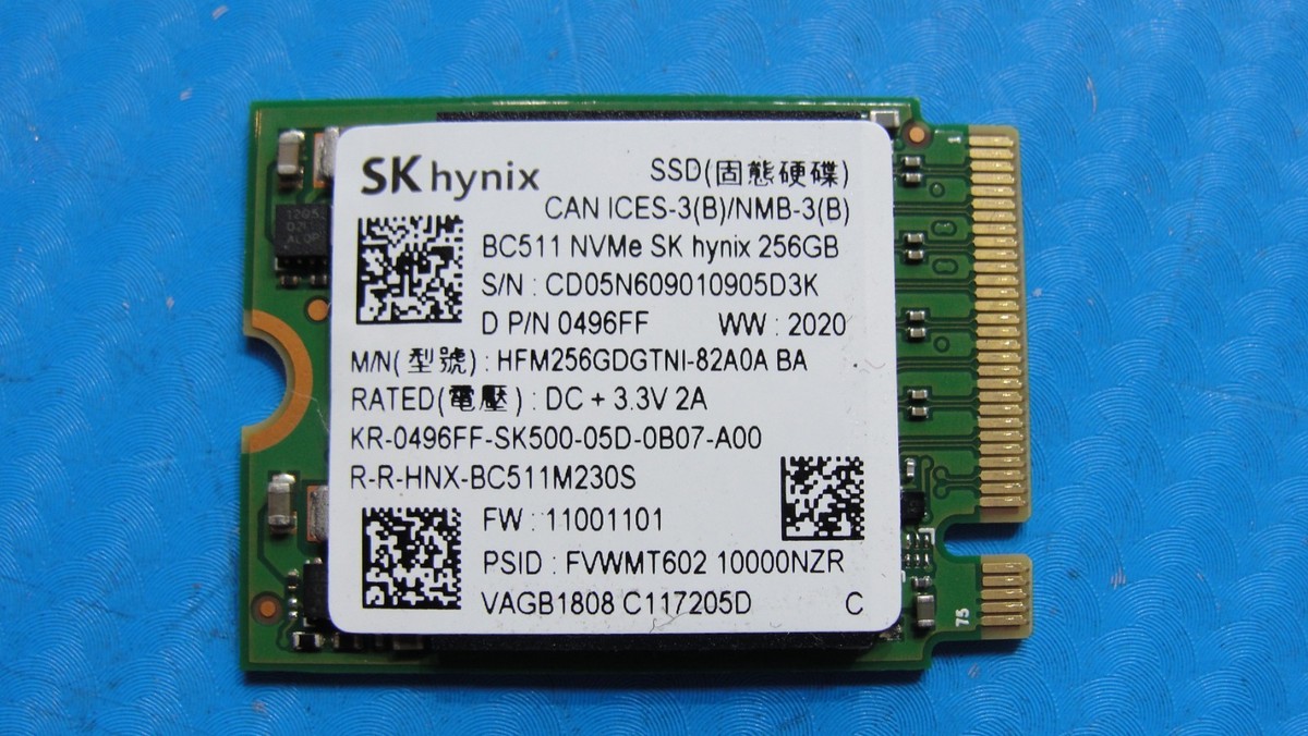 SK Hynix Bc511 NVMe 256gb SSD Hfm256gdgtni-82a0a P/n 0496FF