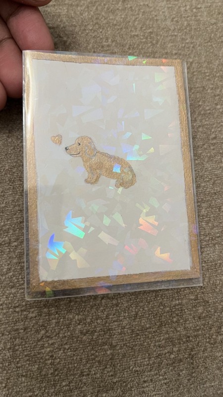ACEO Original Dachshund Mini Painting Gold Leaf Wiener Dog Art OOAK SSolara20