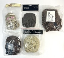 Mixed Lot of 5 Vintage Doll Wigs Various Brands, Sizes, Colors Styles