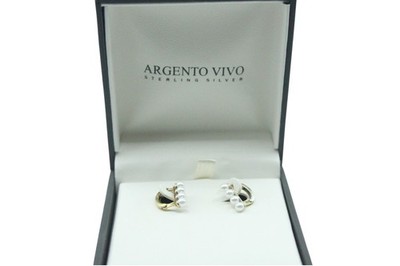 Argento Vivo Gold Vermiel Sterlingsilber Perlen Stab Ohrringe Leverback zierlich 