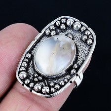 Delighting Dendrite Opal Gemstone 925 Sterling Silver Jewelry Ring Size 6