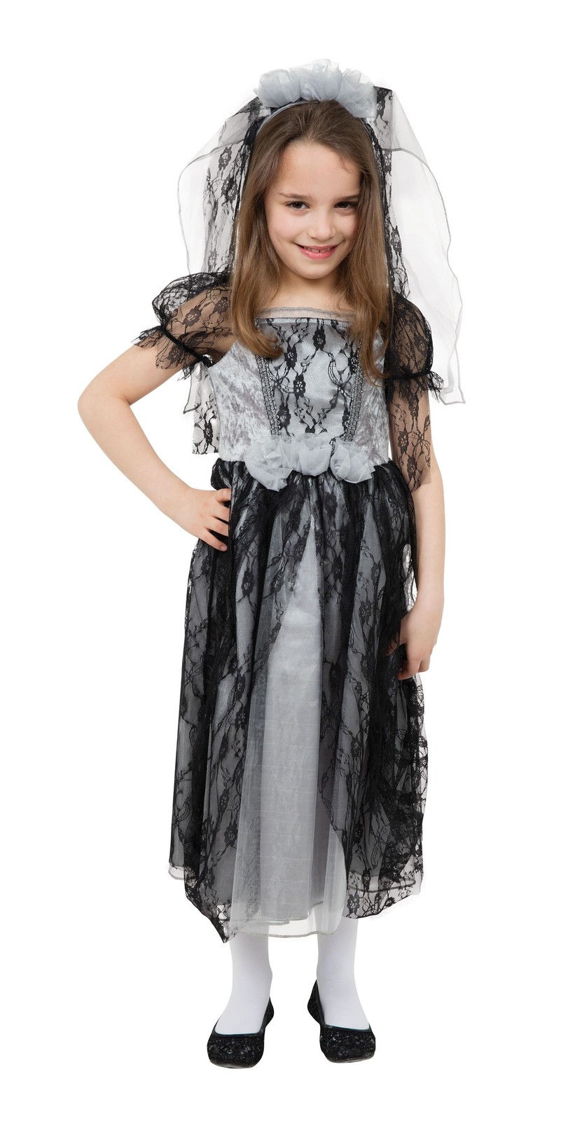 Childs Gothic Bride Halloween Fancy Dress Costume Age 5-7 Years
