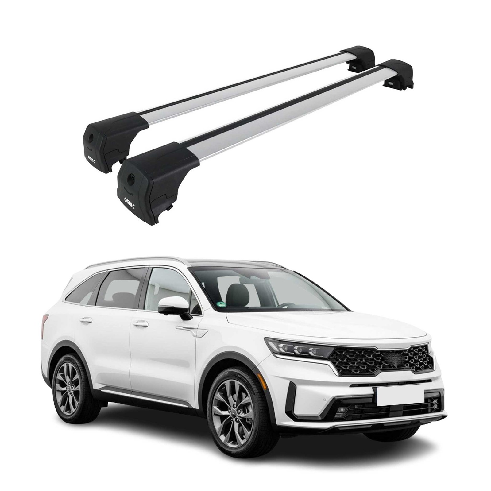 Barres de toit Kia Sorento 2021-2026 aérodynamiques en alu gris