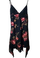 Y2k Whimsigoth Sequin Babydoll Dress L Dark Fairy Asymmetrical Witchy Black Red