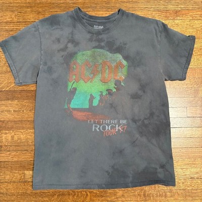 ACDC Let There Be Rock Tour Tie Dye T-Shirt Gray Size M