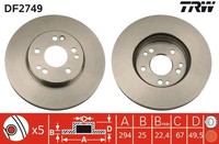 2X Bremsscheibe TRW DF2749 FüR A124 Mercedes S124 W124 Klasse C124 Model 124 320