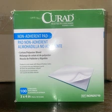 CURAD Non-Adherent Pad With Adhesive Tabs, Sterile, Size 3x 4 Pack of 100 New