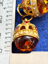AMBER,PEDNANT, STYLE FABERGÉ, PENDANT ,STERLING, CRISTALS