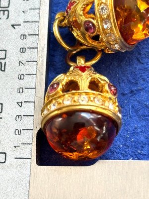 AMBER, STYLE FABERGÉ, PENDANT ,STERLING, CRISTALS