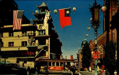Chinatown~San Francisco California~Grant Ave~cable car~stop sign with marbles