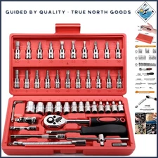 46-Piece Chrome Vanadium Socket Set with Extension Bars for DIY Projects