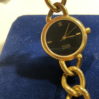 Vintage Monet Women Watch 28mm Gold Tone Chain Link Bracelet 6.75''