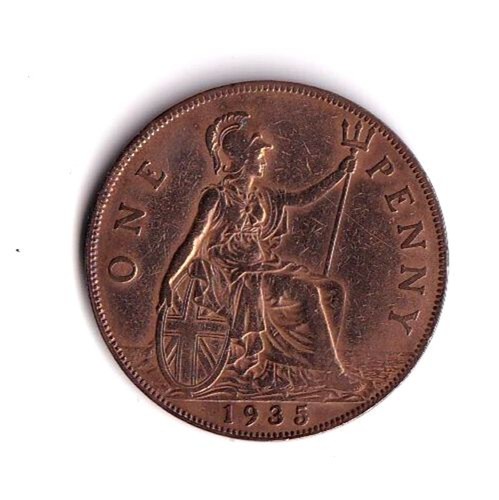 1935 British One Penny UK Circulated Great Britain England - Picture 2 of 2