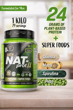 PREMIUM Proteína en polvo a base de plantas + súper alimento para hombres 2,2 libras. Sin azúcar