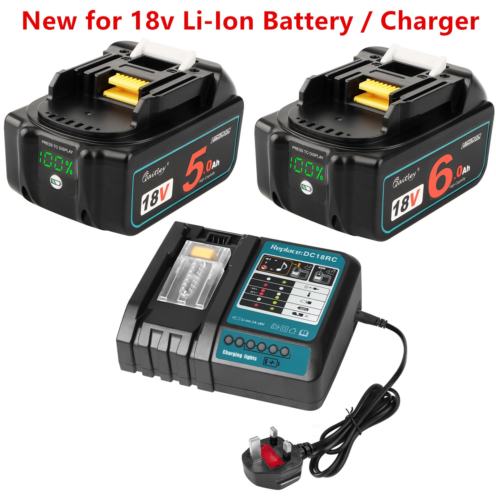 18V 5.0Ah 6.0Ah Li-ion LED Battery for Makita BL1830 BL1840 BL1850 BL1860 BL1890