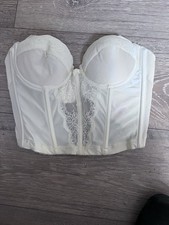 Vintage Lady Marlene Corset padded Bustier Womens 34 Satin Lace Strapless 80s.