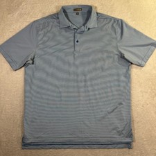 Peter Millar Summer Comfort Polo Shirt Men's XL Blue Striped Short Sleeve Casual